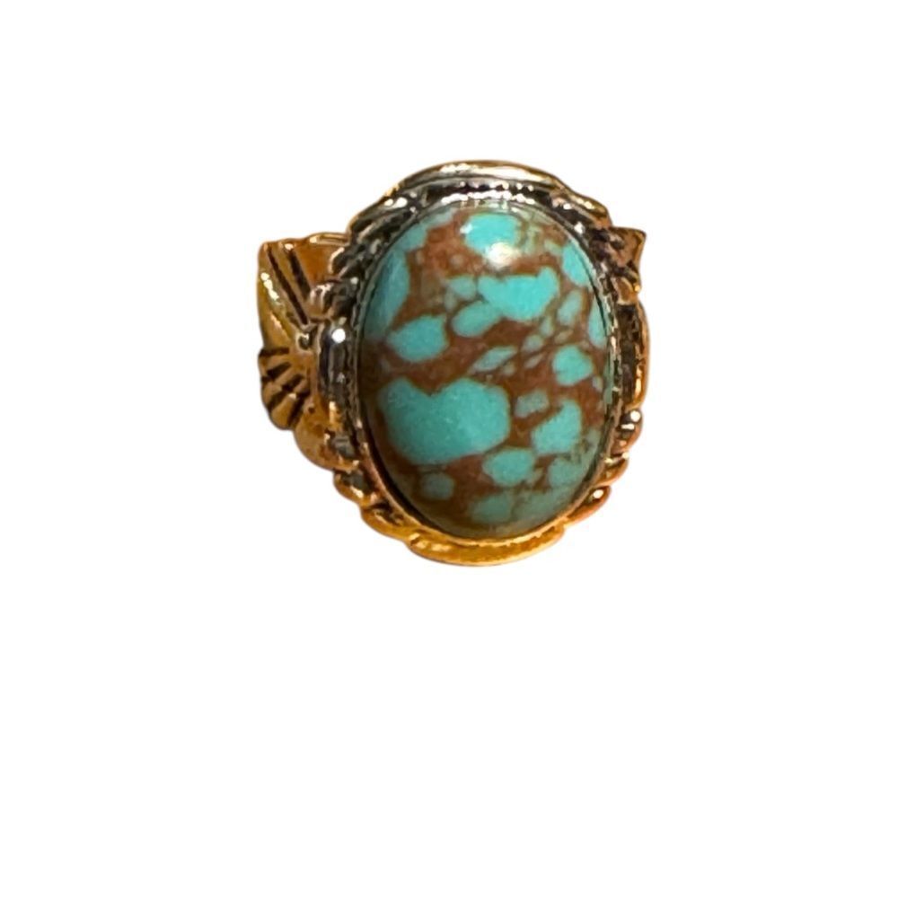 Fashion jewelry silver tone imitation Turquoise Statement Ring size 8